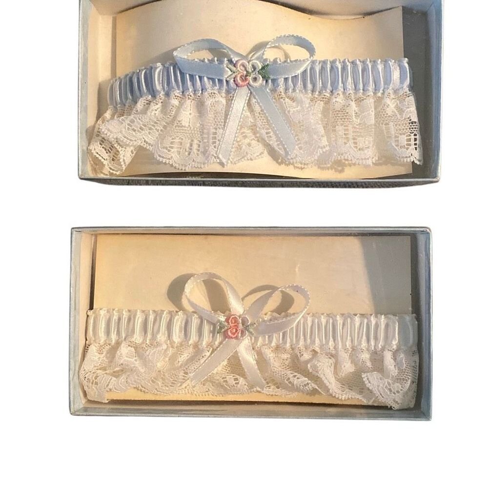 Vintage Hortense B Hewitt Co Wedding Lace Garter Belt set Granny Cottagecore